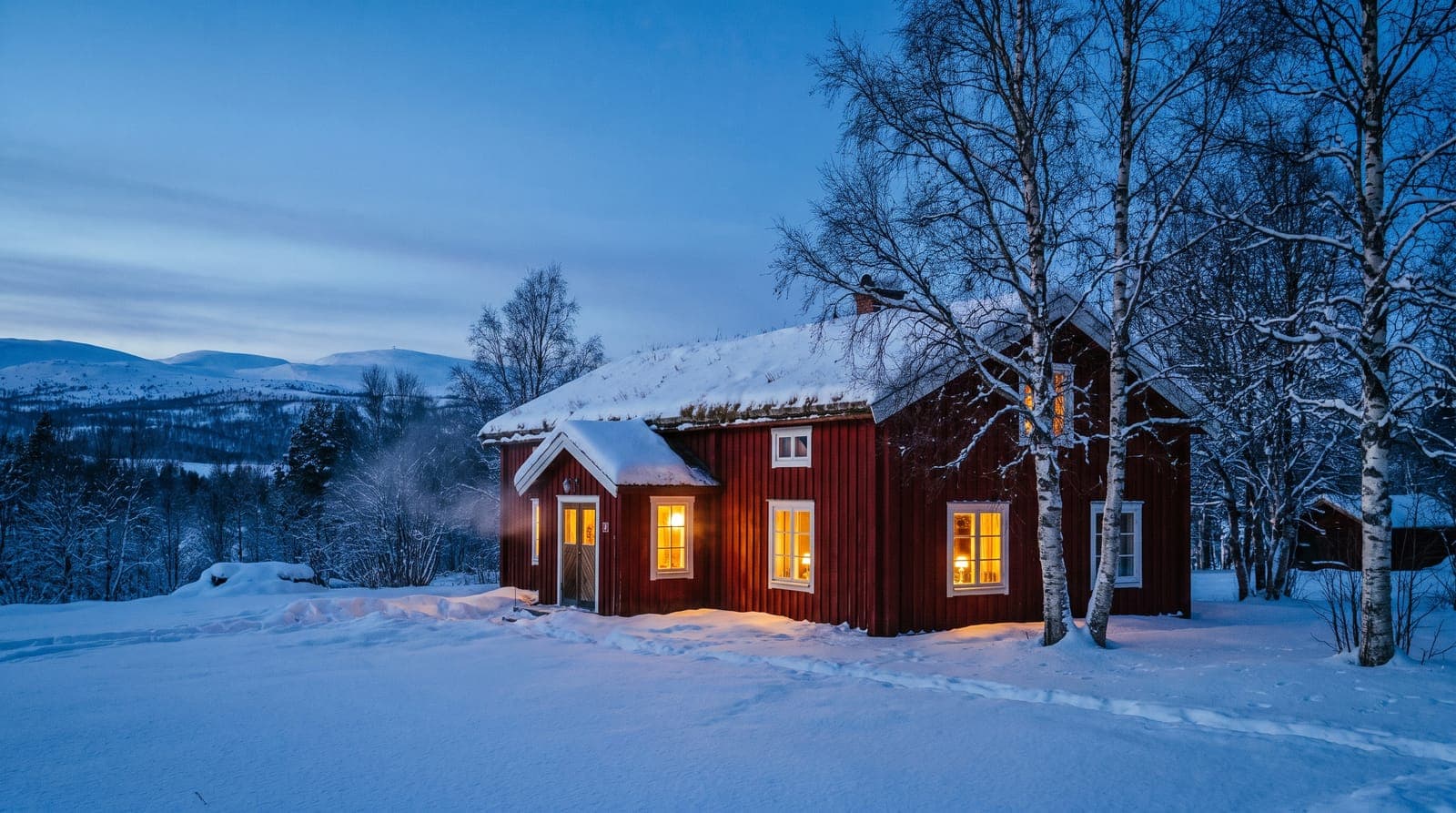 Jämtländskt hus en vinterdag